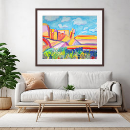 Kleurrijke Keuken Mesa Wacky Watercolor Landschap Poster