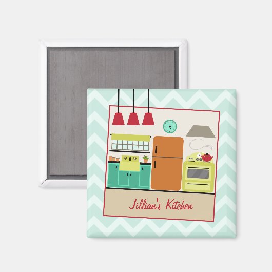 Kleurrijke Keuken Retro Magneet (Voorkant / Achterkant)