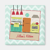 Kleurrijke Keuken Retro Magneet (Voorkant)