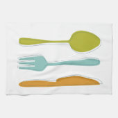 Kleurrijke keukengerei uit de middelste eeuw theedoek (Horizontaal)