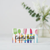 Kleurrijke keukengerei van chef-kokerkeuken visitekaartje (Staand voorkant)