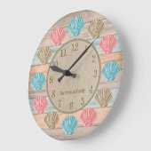 Kleurrijke keukenwout Nautical Seashells Grote Klok (Hoek)