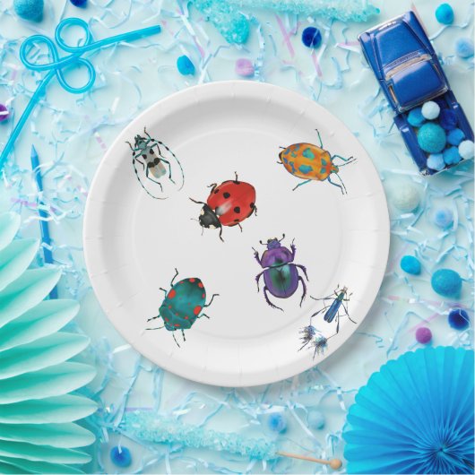 Kleurrijke kevers papieren bordje (Feest)
