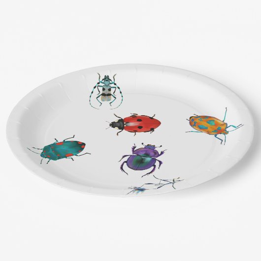 Kleurrijke kevers papieren bordje (Gekanteld)