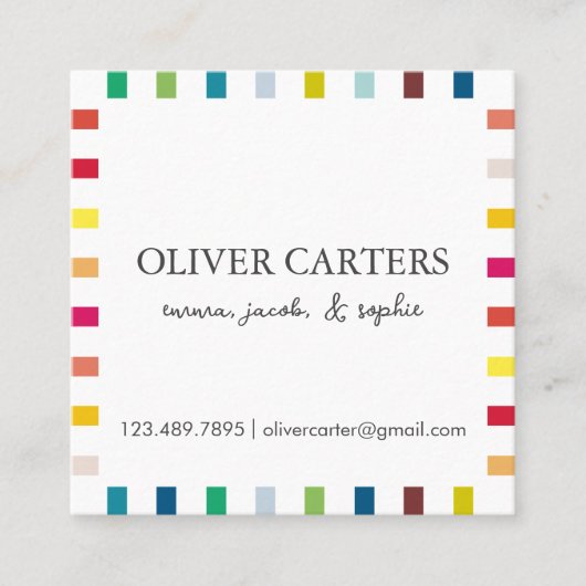 Kleurrijke Key Limoen Square gepersonaliseerd Vierkante Visitekaartje (Voorkant)