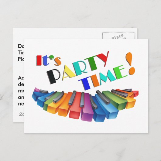 Kleurrijke Keyboard Easy Party Uitnodigingen (Voorkant / Achterkant)