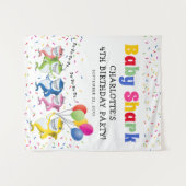 Kleurrijke Kids Haai | Verjaardagsfeest Wandkleed (Voorkant (horizontaal))