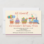Kleurrijke Kids Verjaardag Trein uitnodiging (Voorkant)