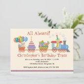Kleurrijke Kids Verjaardag Trein uitnodiging (Staand voorkant)
