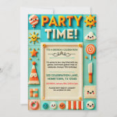 Kleurrijke Kids Verjaardagsfeestuitnodiging Kaart (Voorkant)