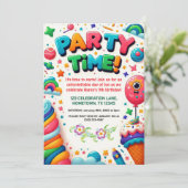 Kleurrijke Kids Verjaardagsfeestuitnodiging Kaart (Staand voorkant)