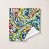 Kleurrijke kiezelstenen mozaïek kunst bad handdoek (Wasdoekje)