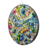 Kleurrijke kiezelstenen mozaïek kunst dartbord (Voorkant Rechts)