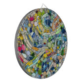 Kleurrijke kiezelstenen mozaïek kunst dartbord (Voorkant Links)