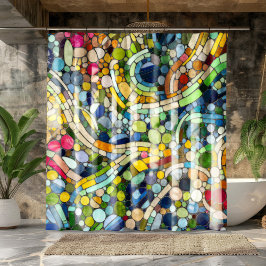 Kleurrijke kiezelstenen mozaïek kunst douchegordijn