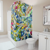 Kleurrijke kiezelstenen mozaïek kunst douchegordijn (In situ)