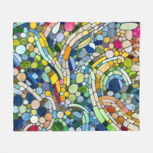 Kleurrijke kiezelstenen mozaïek kunst fleece deken (Voorkant (Horizontaal))