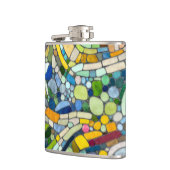 Kleurrijke kiezelstenen mozaïek kunst heupfles (Links)