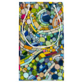 Kleurrijke kiezelstenen mozaïek kunst klein cadeauzakje (Achterkant)