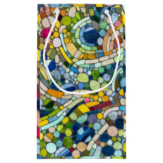 Kleurrijke kiezelstenen mozaïek kunst klein cadeauzakje (Achterkant)