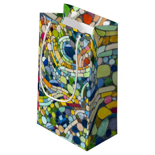 Kleurrijke kiezelstenen mozaïek kunst klein cadeauzakje (Achterkant Gekanteld)