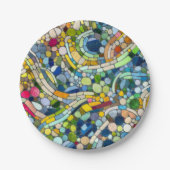Kleurrijke kiezelstenen mozaïek kunst papieren bordje (Voorkant)