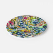 Kleurrijke kiezelstenen mozaïek kunst papieren bordje (Gekanteld)