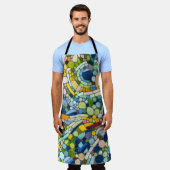Kleurrijke kiezelstenen mozaïek kunst schort (Gedragen)
