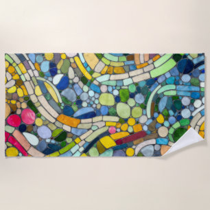 Kleurrijke kiezelstenen mozaïek kunst strandlaken