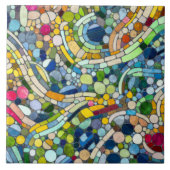 Kleurrijke kiezelstenen mozaïek kunst tegeltje (Voorkant)