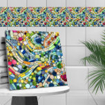 Kleurrijke kiezelstenen mozaïek kunst tegeltje<br><div class="desc">Kleurrijke kiezelstenen mozaïek kunst</div>