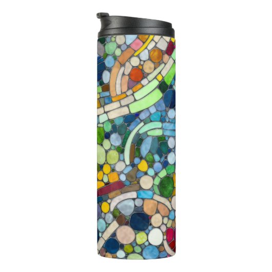 Kleurrijke kiezelstenen mozaïek kunst thermosbeker (Geroteerd rechts)