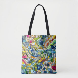 Kleurrijke kiezelstenen mozaïek kunst tote bag