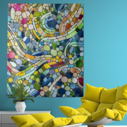 Kleurrijke kiezelstenen mozaïek kunst wandkleed