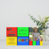 Kleurrijke Kijk eens wie 8 wordt verjaardagsuitnod (Staand voorkant)