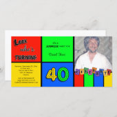 Kleurrijke kijk wiens 40 verjaardag wordt uitgenod (Voorkant / Achterkant)