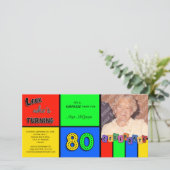 Kleurrijke kijk wiens 80 verjaardag wordt uitgenod (Staand voorkant)