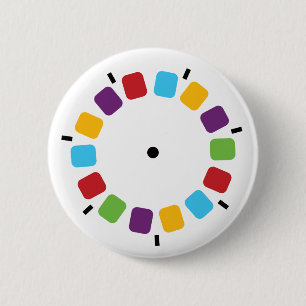 Kleurrijke kijkmeester Reel Retro Modern Ronde Button 5,7 Cm