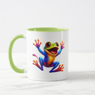 Kleurrijke Kikker Cartoon Springende Hyper Vibrant Mok