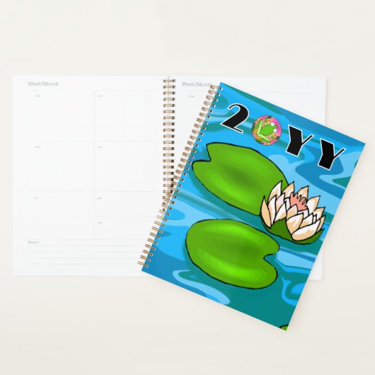 Kleurrijke kikkers bij de Water Lily Pond Kaleidos Planner (Display)