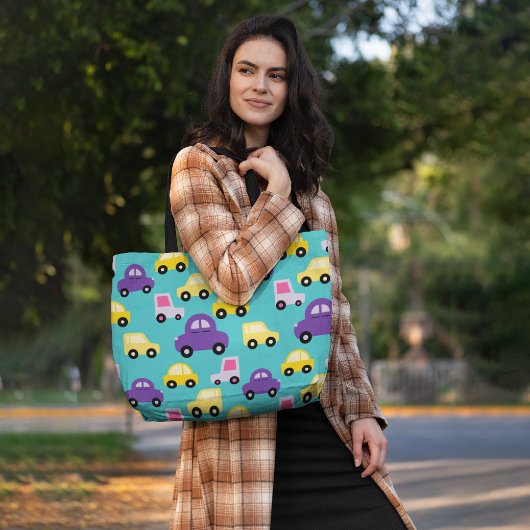 Kleurrijke kinder auto's tote bag