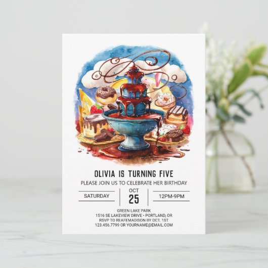 Kleurrijke Kinder Chocolade Verjaardag Kaart (Staand voorkant)