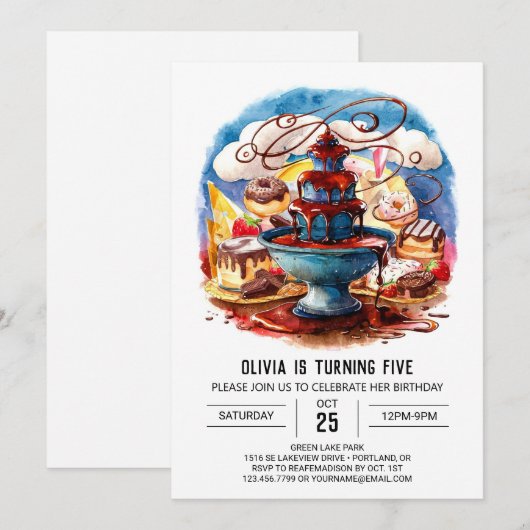 Kleurrijke Kinder Chocolade Verjaardag Kaart (Voorkant / Achterkant)