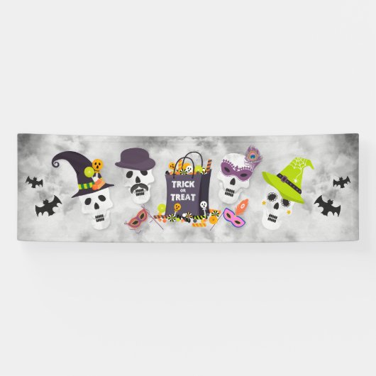 Kleurrijke Kinder Halloween Trick or treat Banner (Horizontaal)