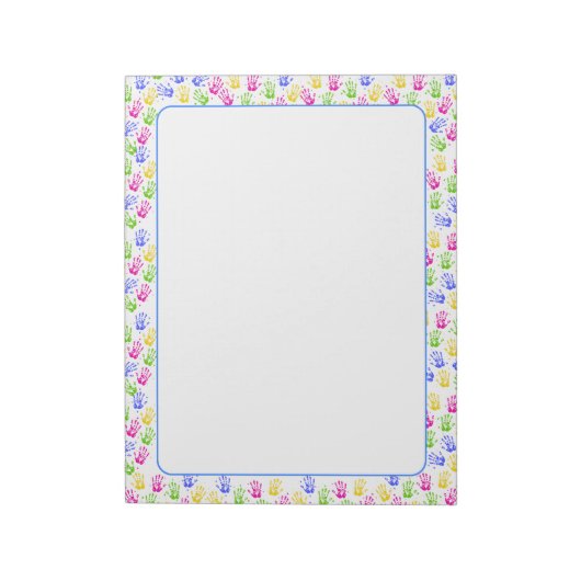 Kleurrijke Kinder handafdruk Notitieblok (Linkerzijde)