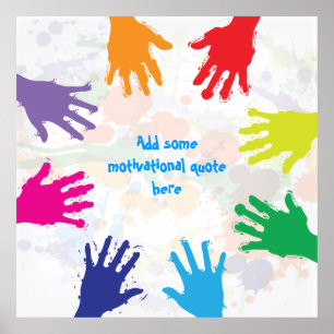 Kleurrijke kinder handafdrukken van vierkante post poster