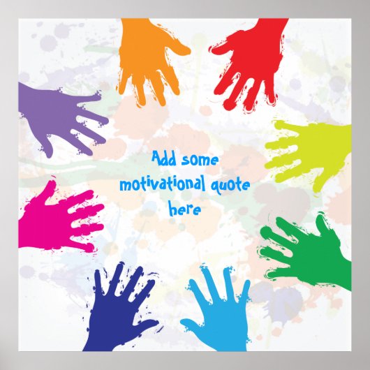 Kleurrijke kinder handafdrukken van vierkante post poster (Voorkant)