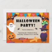 Kleurrijke Kinder kostuum Halloween Party Invitati Kaart (Voorkant)