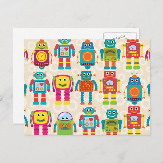 Kleurrijke Kinder robot Briefkaart (Voorkant / Achterkant)