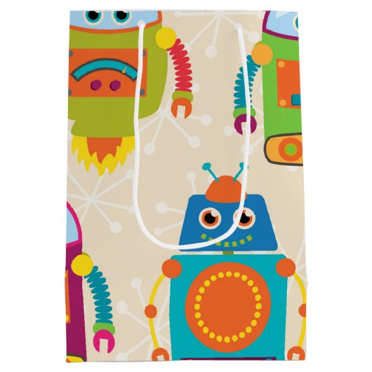 Kleurrijke Kinder robot Medium Cadeauzakje (Achterkant)